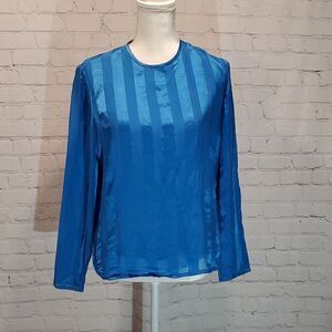 Anne Crimmins for UMI Collection blue silk long sleeve blouse